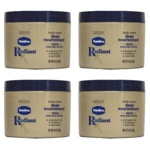4PK VASELINE RADIANT X Deep Nourishment Body Cream 100% Shea Butter Coconut 10oz